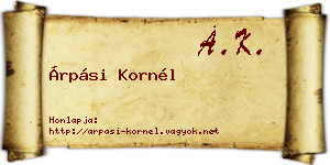 Árpási Kornél névjegykártya