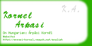kornel arpasi business card