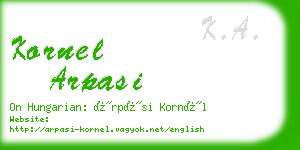 kornel arpasi business card